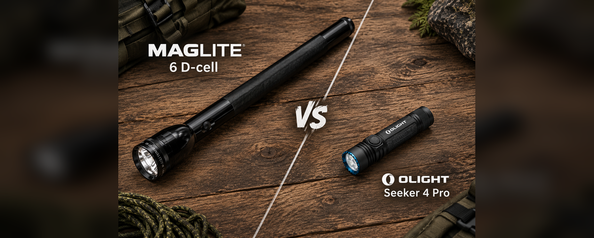 Maglite 6 D-Cell vs. Olight Seeker 4 Pro: Nostalgische Gigant of Moderne Krachtpatser?
