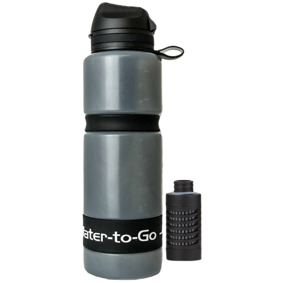 Water-to-Go fles met actief filter 750 ml - Zwart