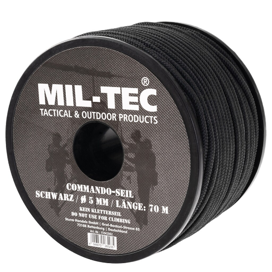 Mil-Tec Commando 70 m x 5 mm Touw - Zwart