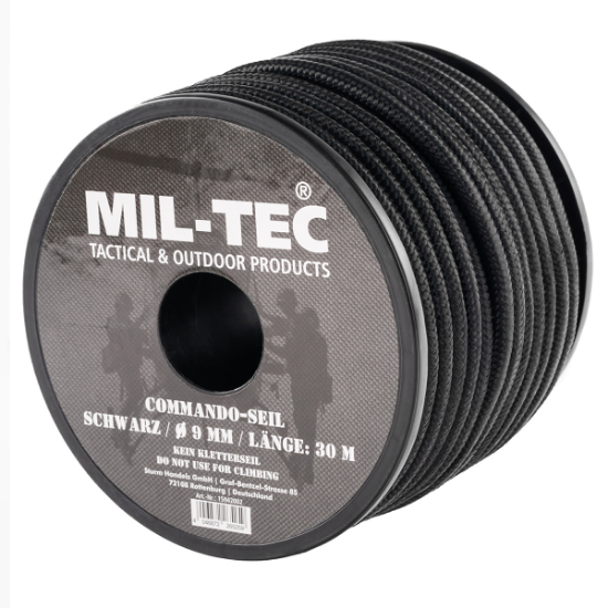 Mil-Tec Commando 30 m x 9 mm Touw - Zwart