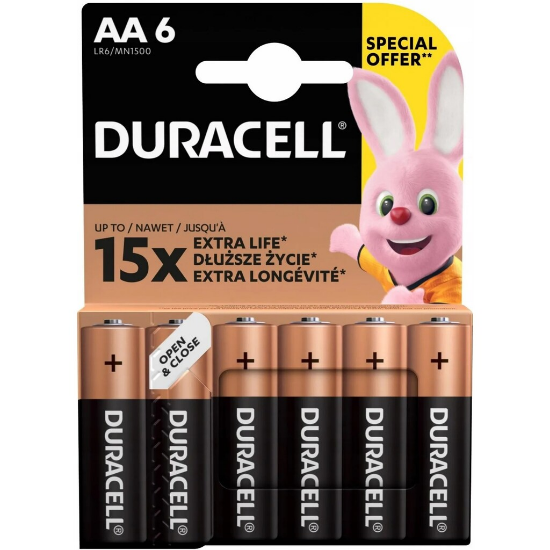 1,5V Duracell LR6/AA alkalinebatterij - 6 stuks