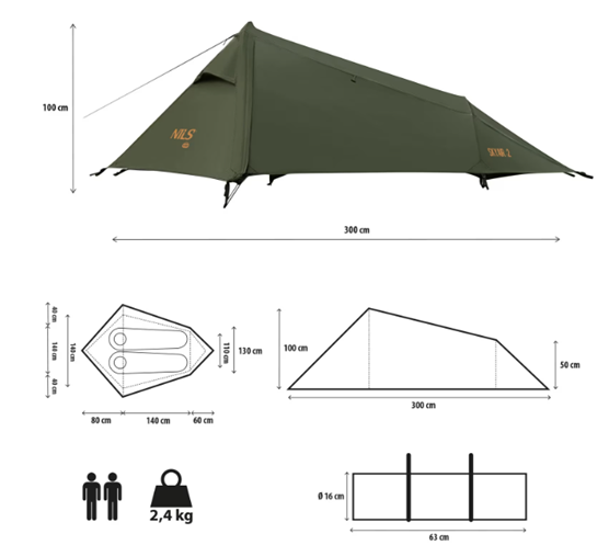 Nils Camp NC2502 Ultra Light Skyair 2 2-persoonstent - Groen