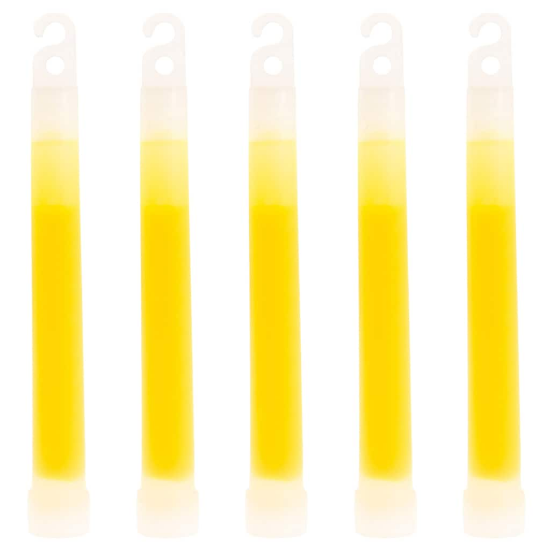 Badger Outdoor chemische lichtstaafjes - Geel - Set van 5 glowsticks 15 cm