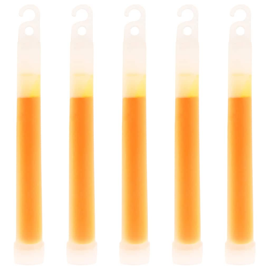 Badger Outdoor chemische lichtstaafjes - Oranje - Set van 5 glowsticks 15 cm